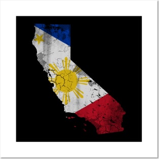 California State Map Filipino American Flag Philippines Posters and Art